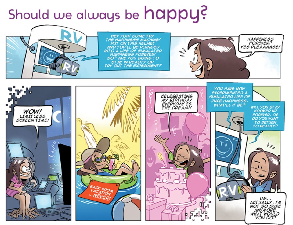 comic strip: should we always be happy?