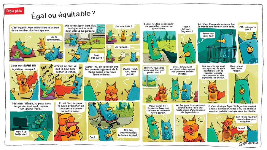 page de bande dessinée égal ou équitable?